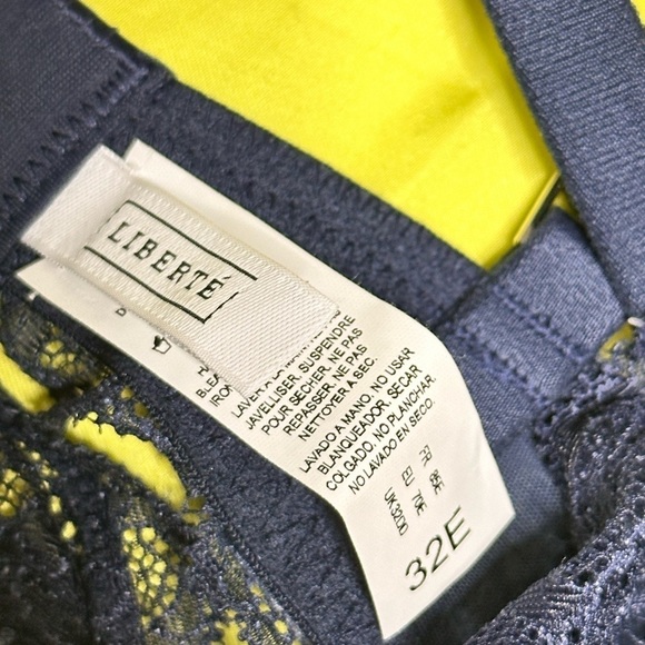 BRA LIBERT’E 32DD 32E NAVY BLUE LACE UNDERWIRE SEMI SHEER 3448 PS - Picture 6 of 8